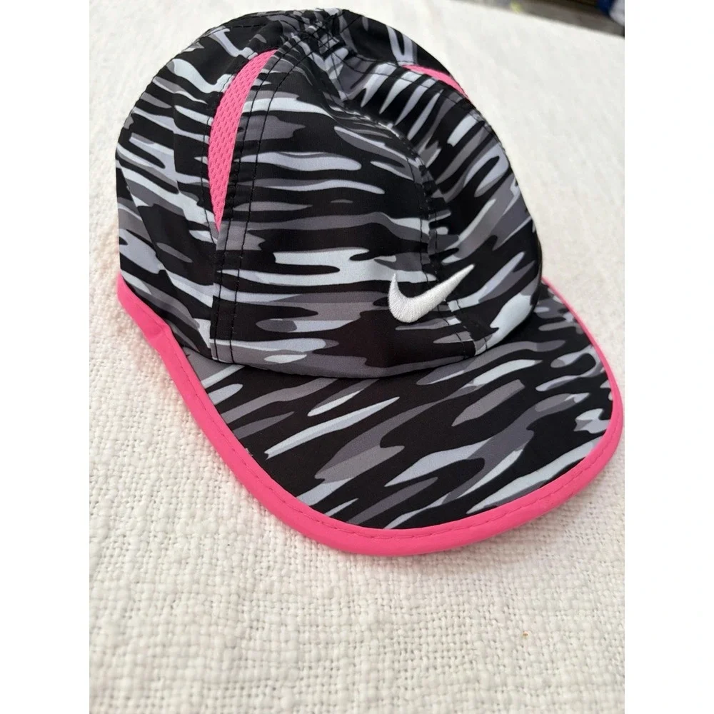 Nike Featherlight Dri Fit Black Pink Zebra Girls Toddler Strapback Hat Cap